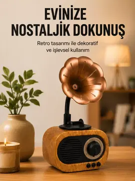 Retro Tasarımlı Mini Bluetooth Hoparlör ve FM Radyo Çoklu Medya Yeni Nesil