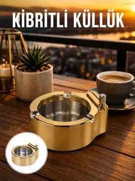 Çakmaklı Küllük Paslanmaz Metal Dayanıklı Tasarım Yeni Nesil