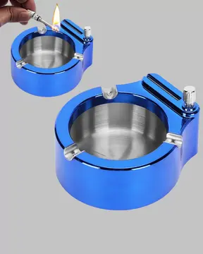 Yuvarlak Metal Küllük Çakmak Entegreli Dayanıklı Yapı Yeni Nesil