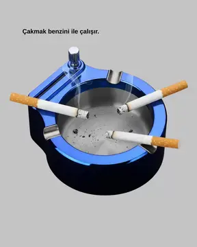 Metal Küllük ve Çakmak Seti Yuvarlak Modern Tasarım Yeni Nesil