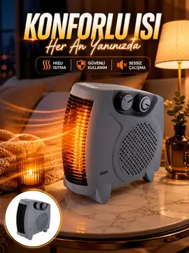 Fanlı Oda Isıtıcısı Termostat Kontrollü Soğuk Hava Üfleme Modu Yeni Nesil