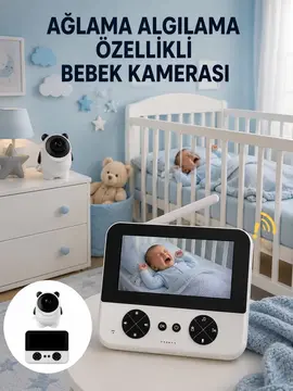 Gece Görüşlü Güvenli Bebek Monitörü 720P HD Görüntü Yeni Nesil