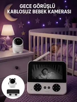 Kablosuz Bebek Kamera Sistemi Ninni ve Alarm Özellikli Yeni Nesil