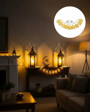 Dekoratif Ramazan LED Işık Pilli Cami Tasarımlı Zincir Aydınlatma Yeni Nesil