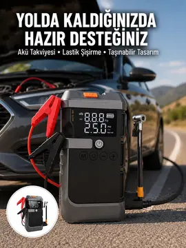 Işıklı Hava Kompresörlü Taşınabilir Akü Takviye Ünitesi Yeni Nesil