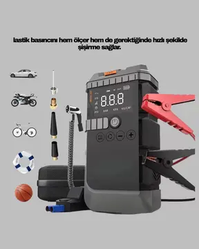 Işıklı Hava Kompresörlü Taşınabilir Akü Takviye Ünitesi Yeni Nesil