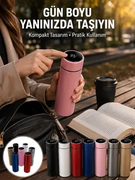 LED Sıcaklık Ölçerli 250 ml Yalıtımlı Termos Şişe Yeni Nesil