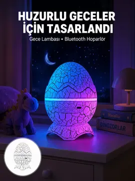 Bluetooth Hoparlör Özellikli 7 Renkli Gece Aydınlatması Yeni Nesil