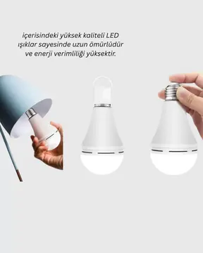 Acil Durumlar İçin Şarjlı LED Ampul 6400K Soğuk Beyaz 30 Watt Yeni Nesil