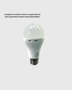 Acil Durumlar İçin Şarjlı LED Ampul 6400K Soğuk Beyaz 30 Watt Yeni Nesil