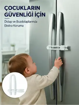 4 Adet Dolap Kapak Kilidi Ev İçi Güvenlik İçin Pratik Koruma Seti Yeni Nesil