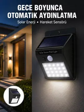 Su Geçirmez 20 LED Solar Aydınlatma | Dış Mekan için PIR Hareket Sensörü ile Akıllı Işık Yeni Nesil