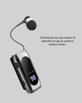 Bluetooth 5.2 Klipsli Kablosuz Kulaklık – Dijital Ekran & Titreşimli Uyarı Yeni Nesil