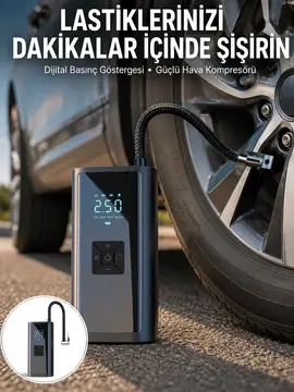 12V Uyumlu Çok İşlevli Akıllı Araç Lastik Pompası Yeni Nesil
