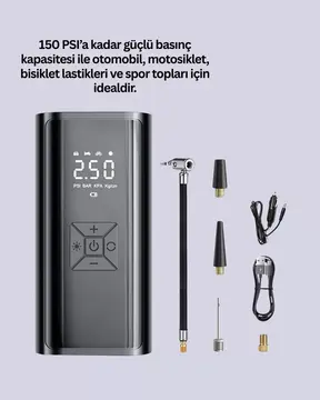 12V Uyumlu Çok İşlevli Akıllı Araç Lastik Pompası Yeni Nesil
