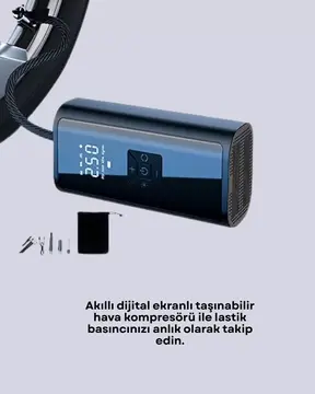 LED Fenerli ve SOS Işıklı Çok Fonksiyonlu Hava Kompresörü Yeni Nesil