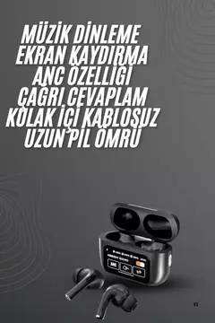 Kulak İçi Bluetooth Kulaklık Ekranlı Müzik Dinleme Çağrı Cevaplama Siyah Yeni Nesil
