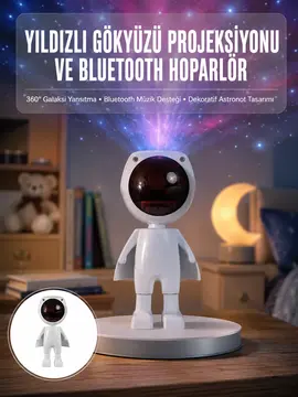 Gün Batımı Lambası Işık Arka Plan Projektör Sevimli Astronot Enerji Tasarruflu Yeni Nesil