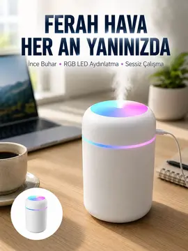 Hava Nemlendirici Buhar Makinesi Led Işıklı USB Dekoratif Nemlendirici Yeni Nesil