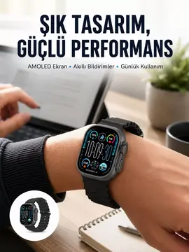 AMOLED Ekran 49mm Ultra Tasarım 3 Kordonlu Akıllı Saat Yeni Nesil