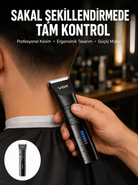 Şarjlı Tıraş Makinesi – Dijital Ekranlı IPX7 Su Geçirmez Titanyum Bıçaklı Yeni Nesil