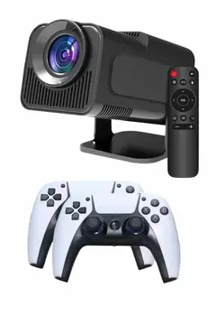 Çift Kollu Game Box Projeksiyon Cihazı Kumandalı Android Tv Dahili Hoparlör Yeni Nesil