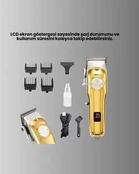 Type-C Şarjlı LCD Ekranlı Profesyonel Saç Sakal Tıraş Makinesi Yeni Nesil