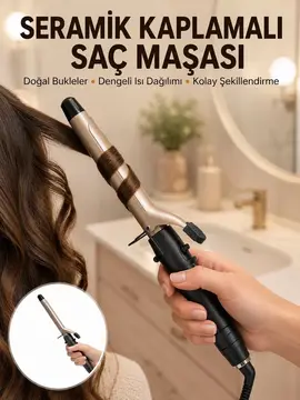25 mm Seramik Saç Maşası Kalın Bukle ve Hacimli Dalga İçin Yeni Nesil