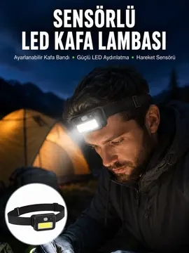 Sensörlü Kamp Lambası Ayarlanabilir Kafa Lambası Kafa Bantlı Yeni Nesil