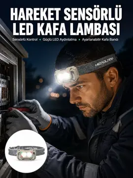 Şarjlı Wave Sensörlü LED Kafa Feneri Outdoor Kullanım Yeni Nesil