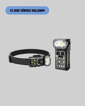 3 Fonksiyonlu LED Far El Feneri Çalışma Lambası Uzun Pil Ömürlü Yeni Nesil