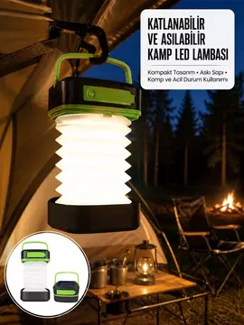 Kamp Lambası Katlanabilir Lamba Solar Şarjlı Led Lamba El Fenerli Yeni Nesil