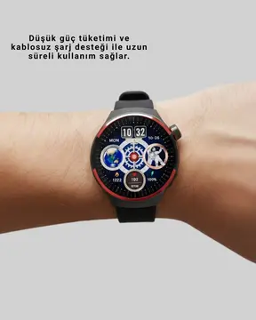 Dokunmatik Akıllı Saat Kablosuz Şarj AMOLED Ekran Yeni Nesil