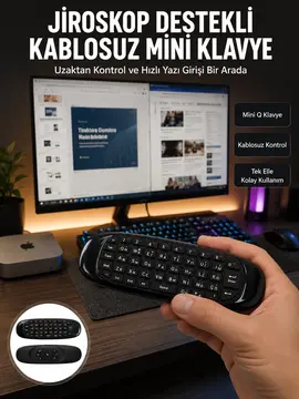 Kablosuz Hava Fareli Mini Klavye Jiroskop Destekli Uzaktan Kumanda Yeni Nesil
