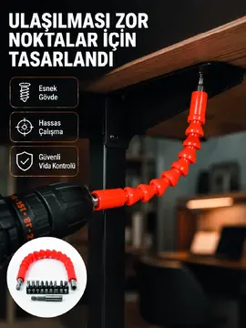 DMAX Esnek Şaftlı Matkap Bits Uç Seti 12 Parça Vida Montaj ve Tamir Seti