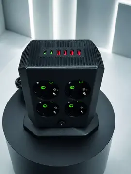 8'li Dikey Çoklu Priz 4 USB 2 Type-C Akım Korumalı Anahtarlı Priz