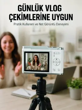 Beyaz 4K Dijital Kamera 2.4 İnç HD Ekran ve LED Flaşlı