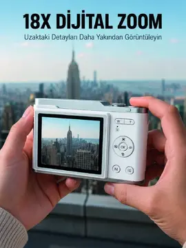 Kompakt Dijital Fotoğraf Makinesi Beyaz 18X Dijital Zoom Destekli