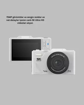 Kompakt Dijital Fotoğraf Makinesi Beyaz 18X Dijital Zoom Destekli
