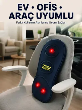 Isıtmalı Bel Masaj Minderi Ev Ofis Araç Uyumlu Titreşimli Destek
