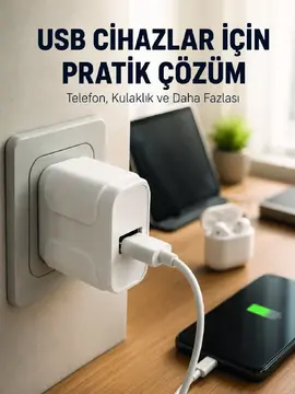 12W USB Şarj Adaptörü 5V 2.4A Hızlı ve Güvenli Şarj Başlığı