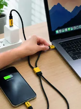 USB 3'ü 1 Arada Şarj Kablosu 240W PD Destekli Çoklu Şarj Kablosu