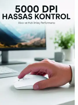 Kablosuz Bluetooth Oyuncu Mouse Sessiz Tıklama Ergonomik Wireless Fare
