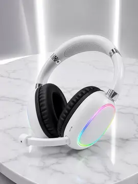 Beyaz Kablosuz Bluetooth Kulaklık Mikrofonlu Ergonomik Kulak Üstü Tasarım