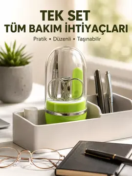 Yeşil Tırnak Bakım Seti Cımbız Makas Tırnak Makası ve Törpü