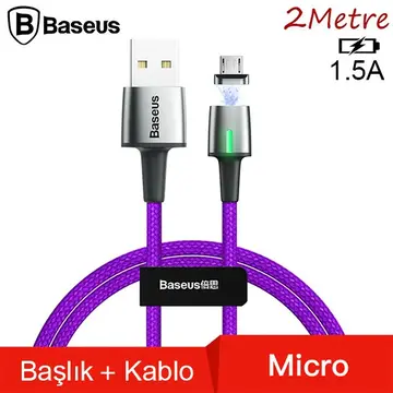 Baseus Zinc Magnetic Usb Kablo Şarj Android Mikro Başlık 2Metre 1.5A