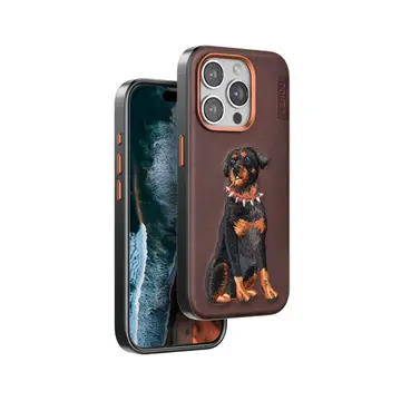 Venco  İphone 15 Pro Perma Desenli Kapak - Koyu Kahve