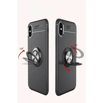 İphone Xs Max Kılıf Range Yüzüklü Silikon - Siyah-mavi