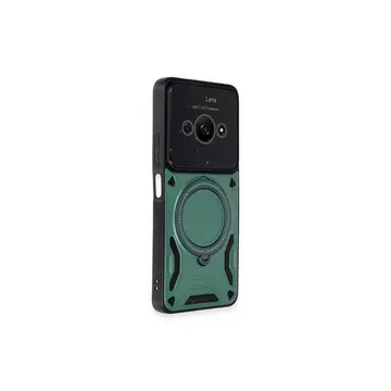 Xiaomi Poco C61 Kılıf Joy Lens Standlı Kapak - Koyu Yeşil