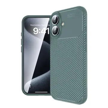 İphone 16 Kılıf Auto Focus Karbon Kapak - Koyu Yeşil